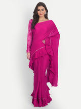 Pink Frill Saree