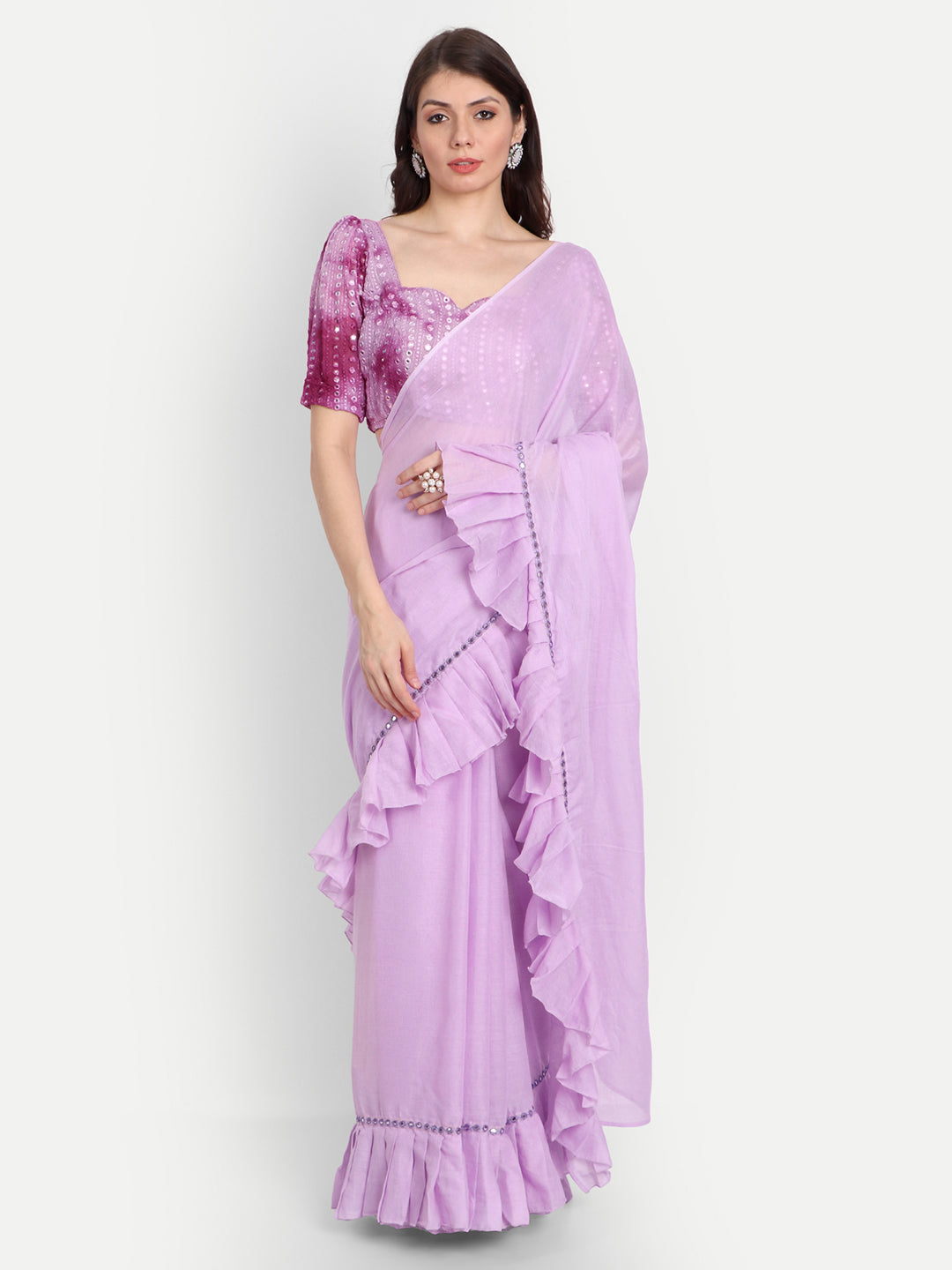Lavender Frill Saree
