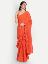 Orange Frill Saree