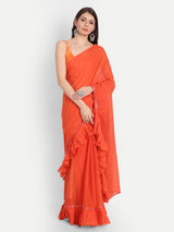 Orange Frill Saree