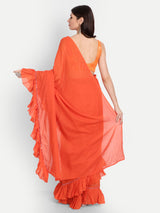 Orange Frill Saree