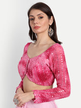 Pink Mirror Work Blouse