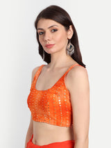 Orange Frill Saree