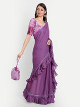 Purple Frill Saree