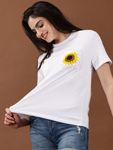 Sunflower Crochet Pocket T-shirt