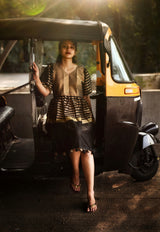 Black Stripes Pompom Dress