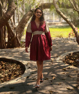 Maroon Fit And Flare Dress