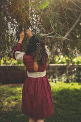 Maroon Fit And Flare Dress