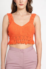 Orange Crochet Handmade Blouse/ Top