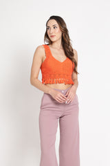 Orange Crochet Handmade Blouse/ Top