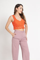 Orange Crochet Handmade Blouse/ Top