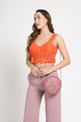 Orange Crochet Handmade Blouse/ Top