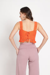 Orange Crochet Handmade Blouse/ Top