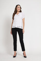 Peter Pan Collar Crochet Button Shirt