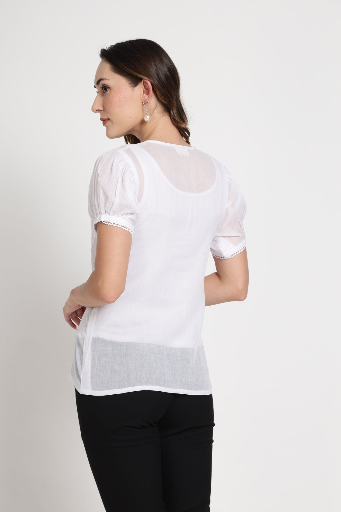 Peter Pan Collar Crochet Button Shirt