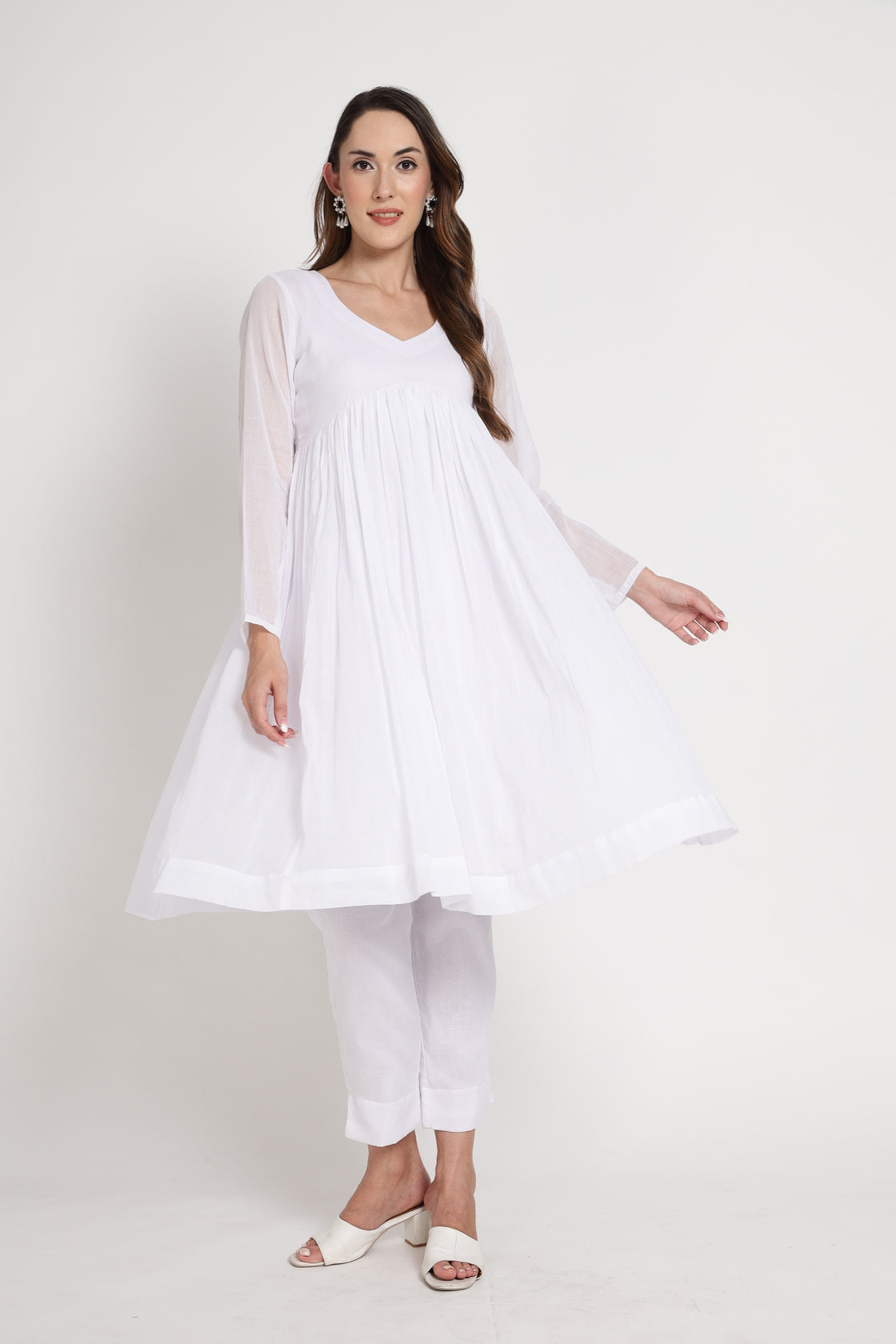 White Anarkali Kurta Set