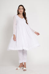 White Anarkali Kurta Set