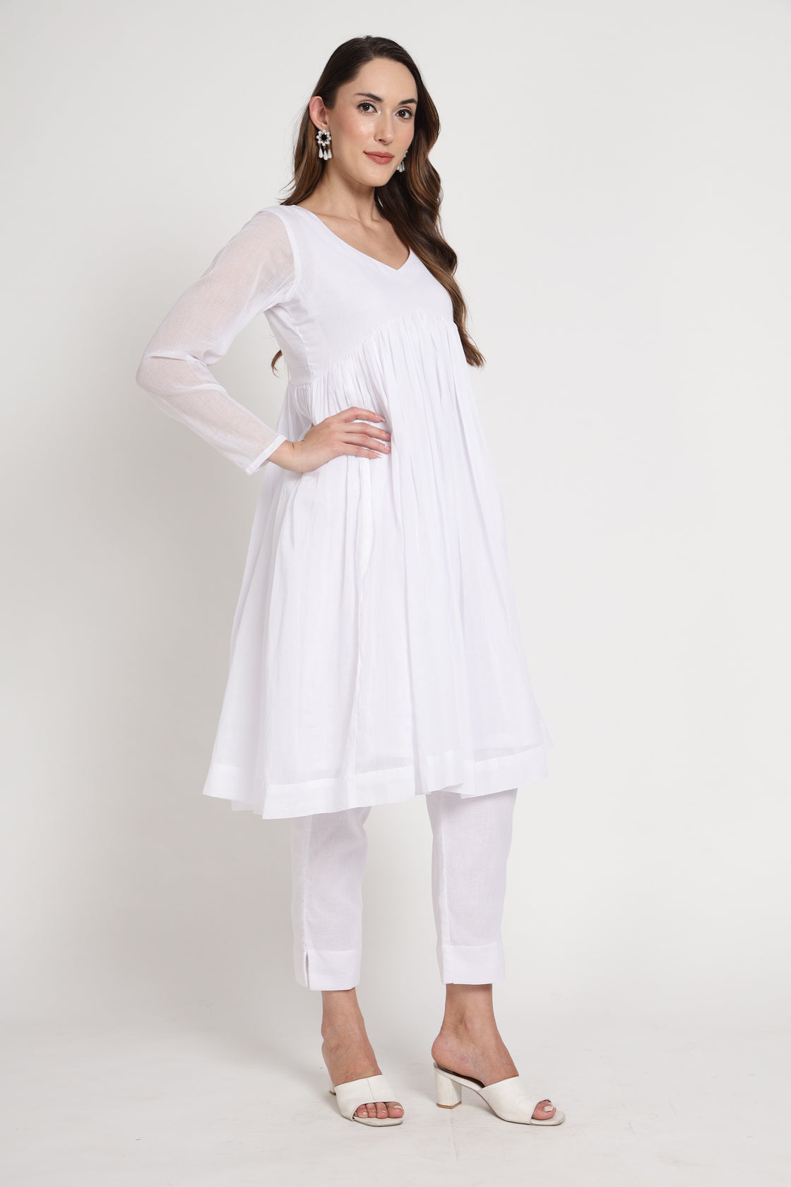 White Anarkali Kurta Set