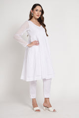 White Anarkali Kurta Set