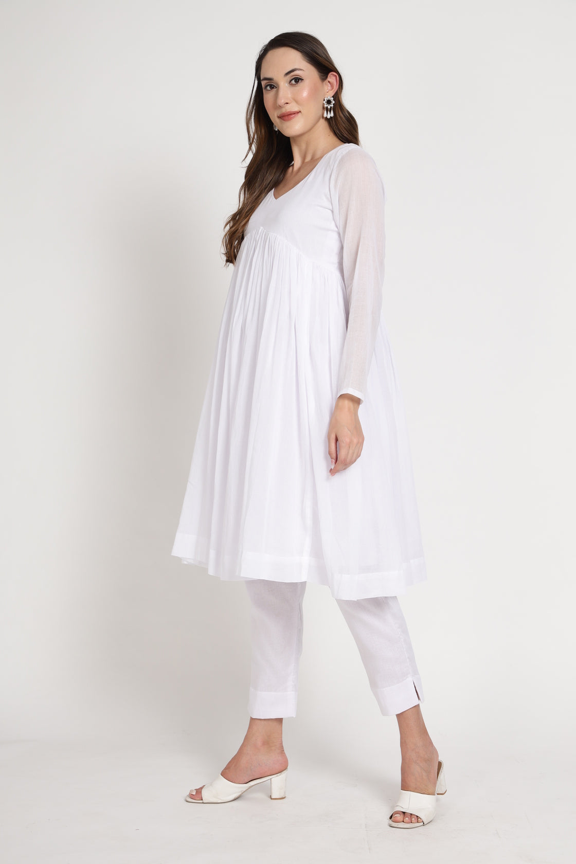 White Anarkali Kurta Set