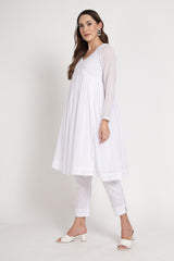 White Anarkali Kurta Set