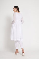 White Anarkali Kurta Set