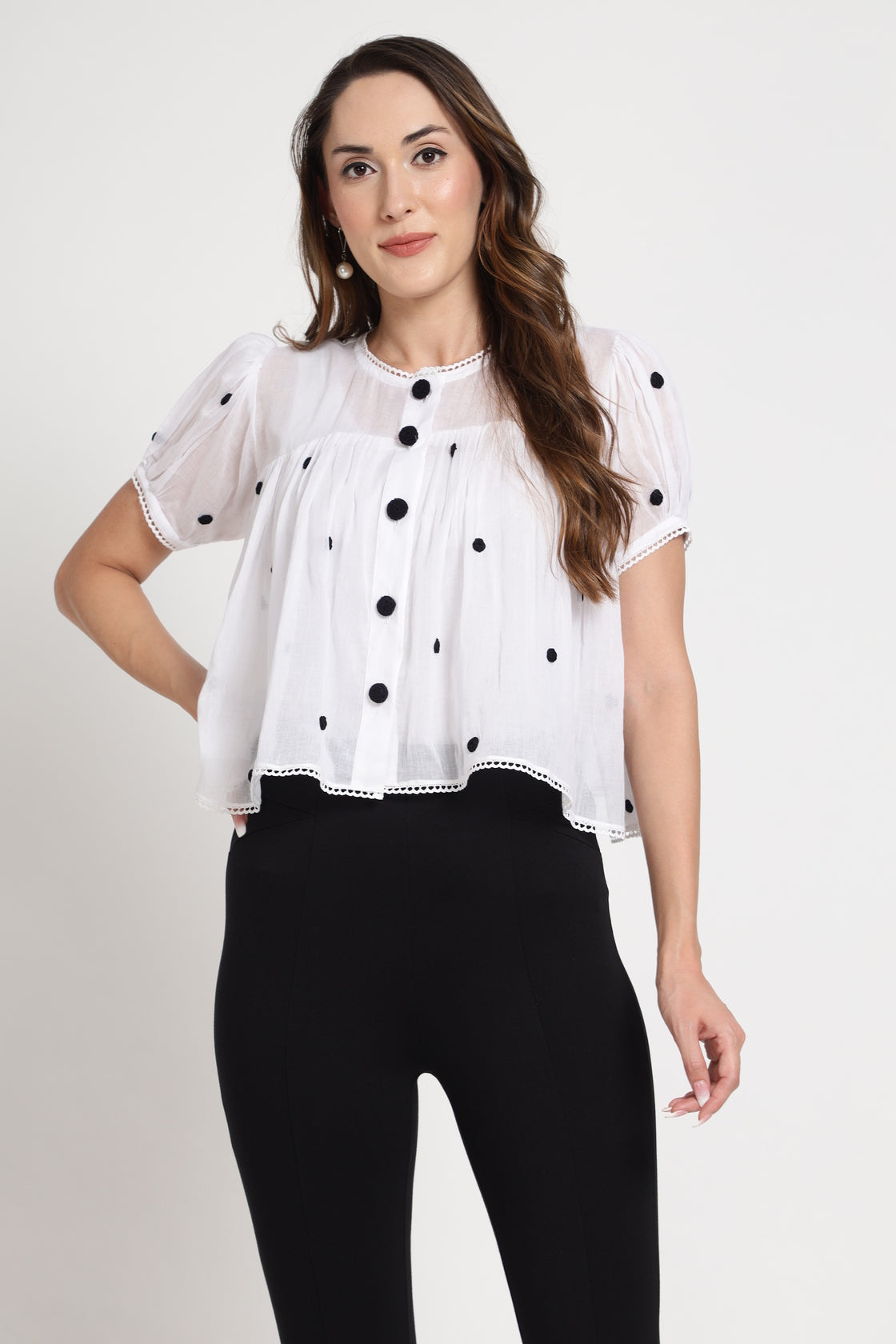 White Rose Hand Embroidered Crop Top