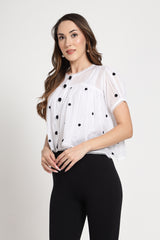 White Rose Hand Embroidered Crop Top
