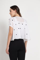White Rose Hand Embroidered Crop Top