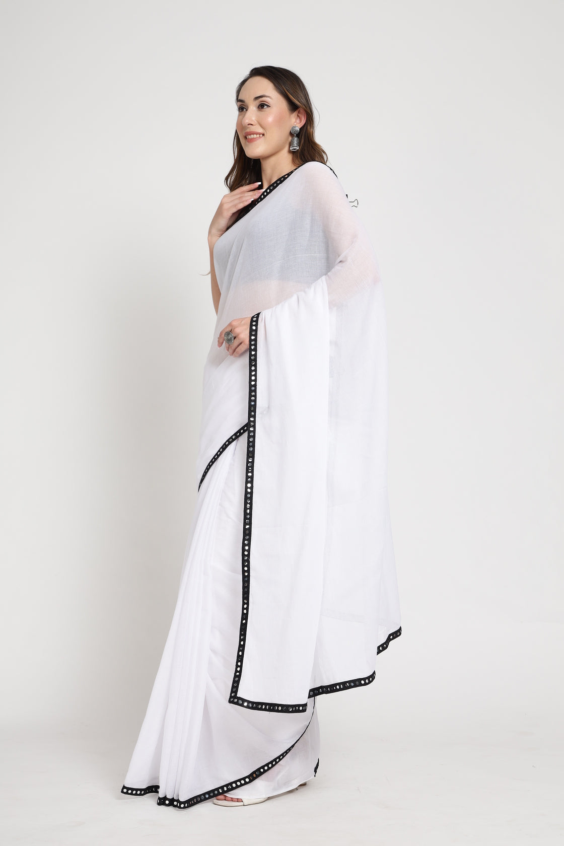 Mirror Lace Embroidered Saree