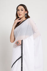 Mirror Lace Embroidered Saree