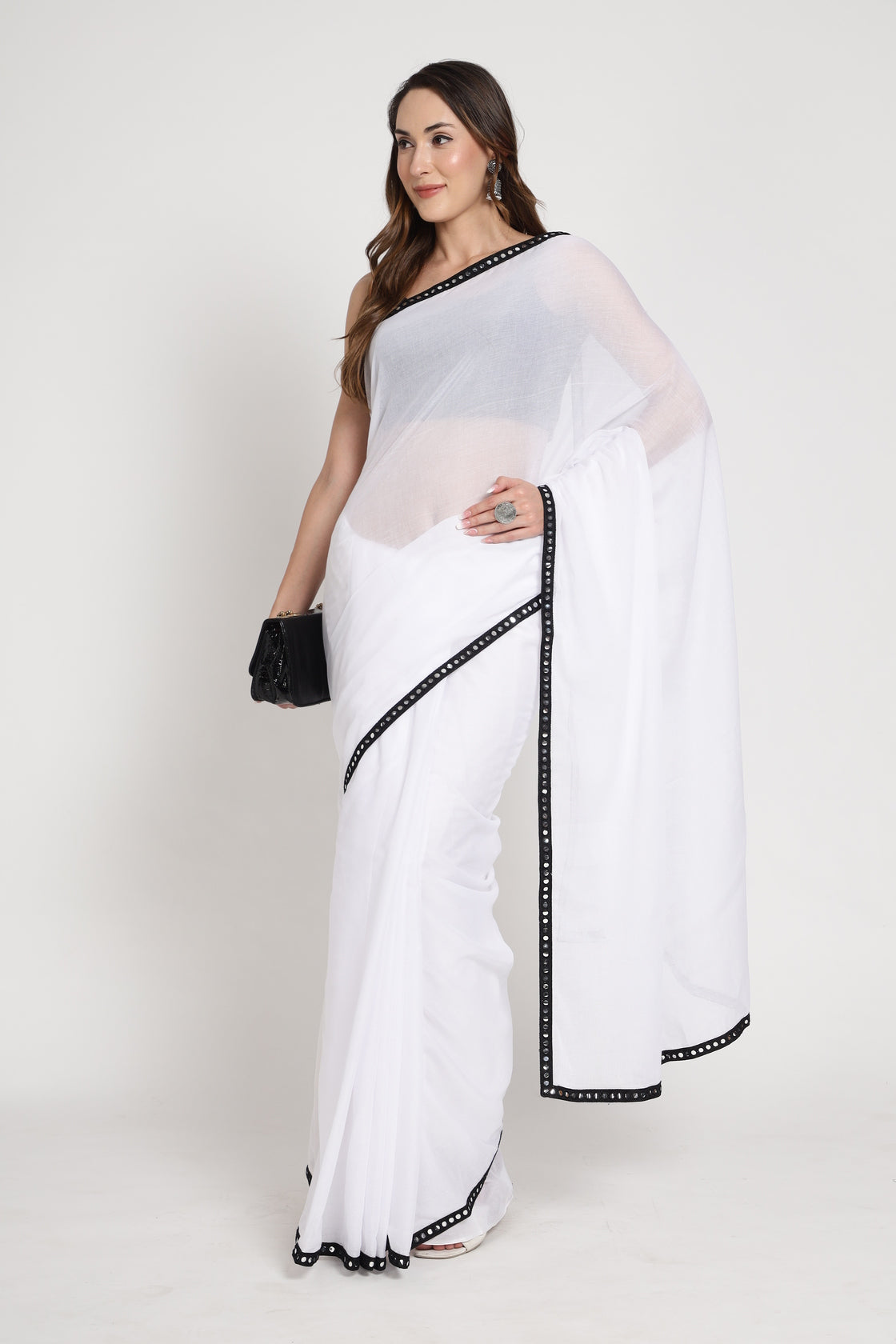 Mirror Lace Embroidered Saree