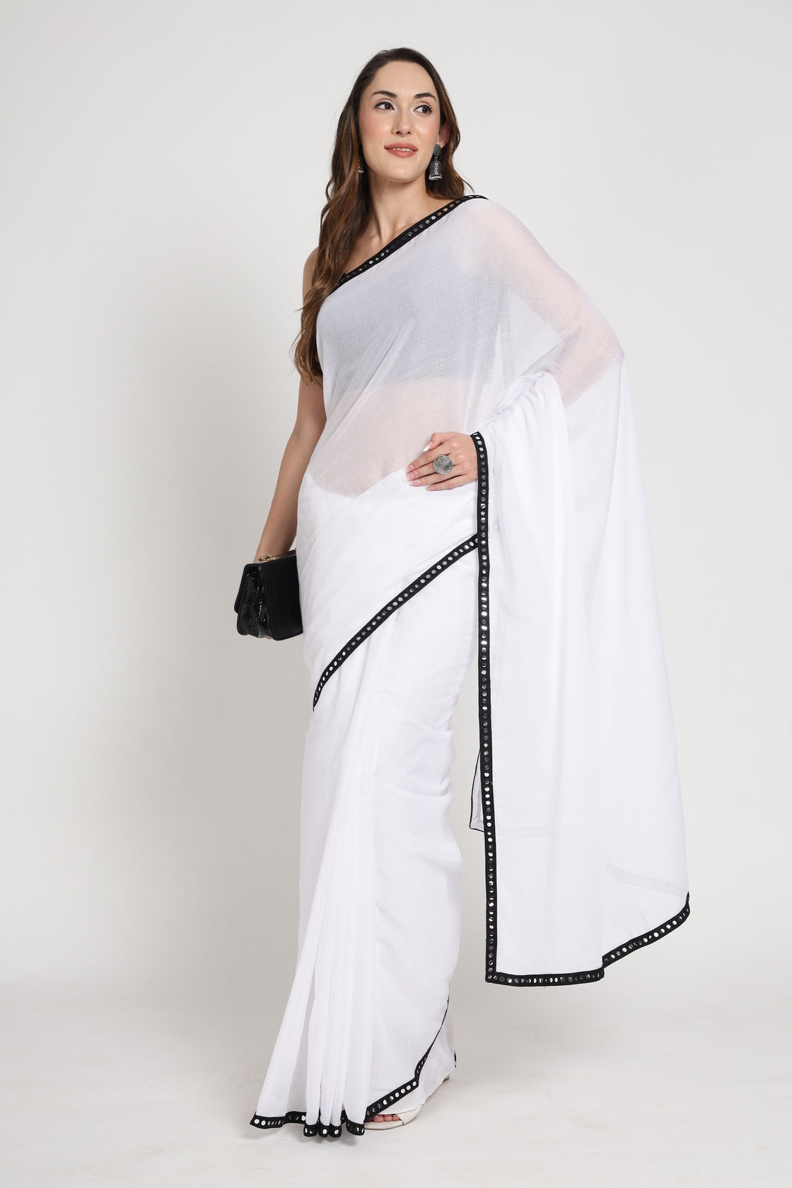 Mirror Lace Embroidered Saree