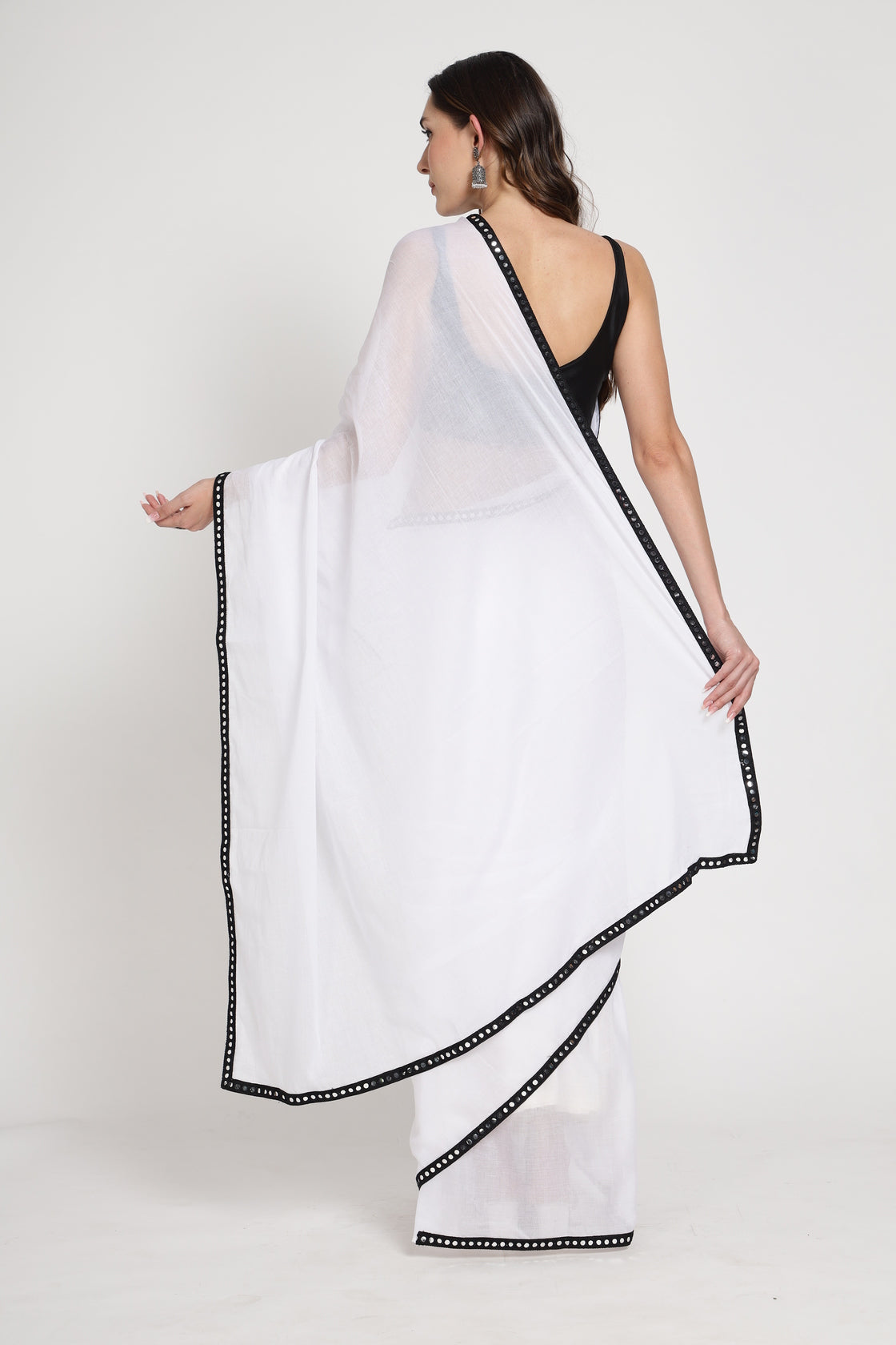 Mirror Lace Embroidered Saree