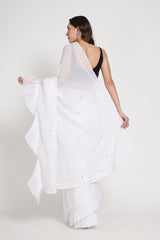 White Frill Saree With Sequence