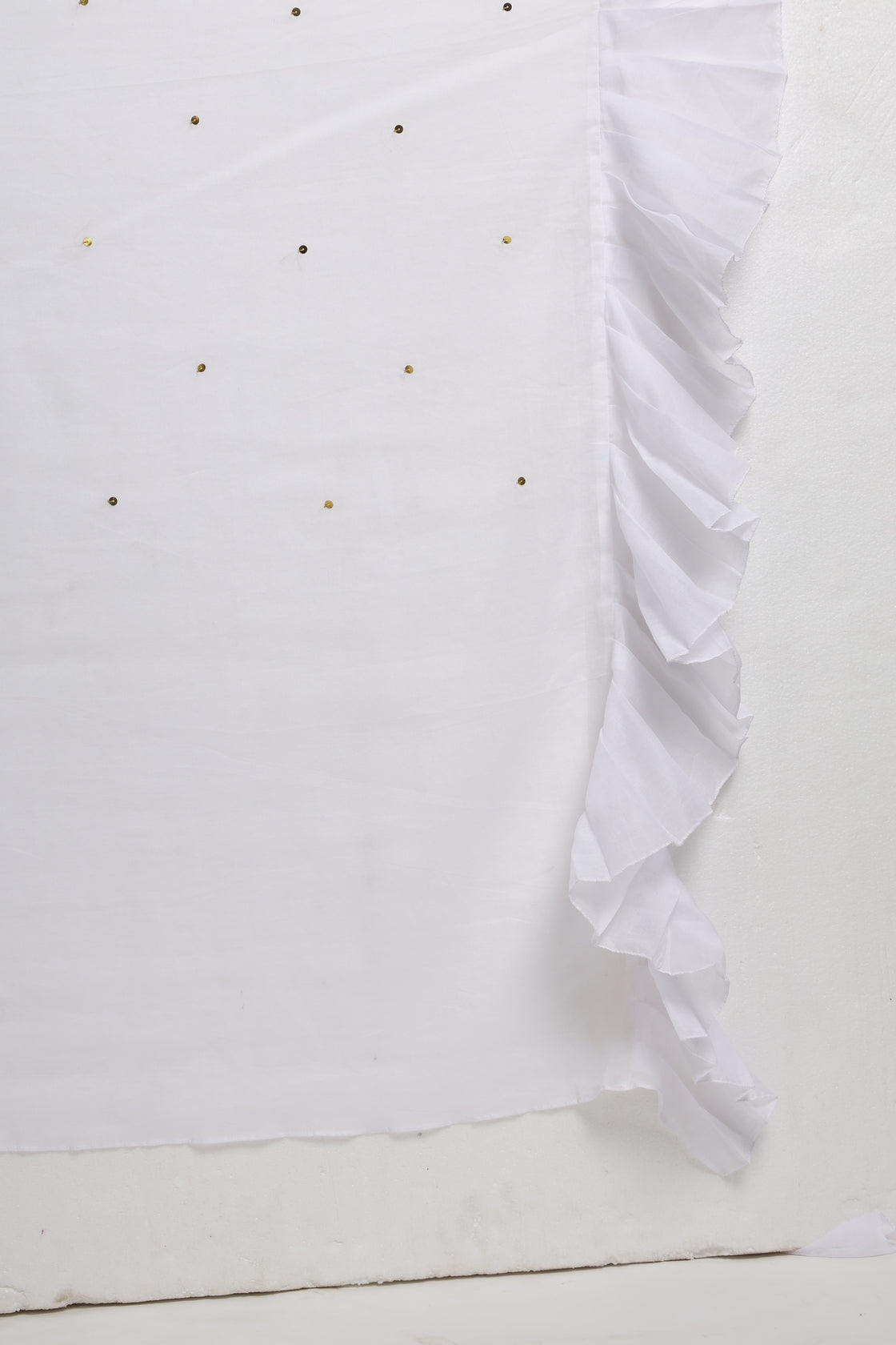 White Frill Saree With Sequence