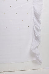 White Frill Saree With Sequence