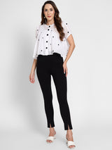 White polka embroidery shirt