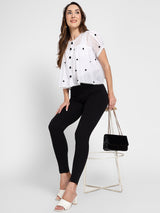 White polka embroidery shirt