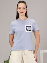 Blue crochet pocket T-shirt