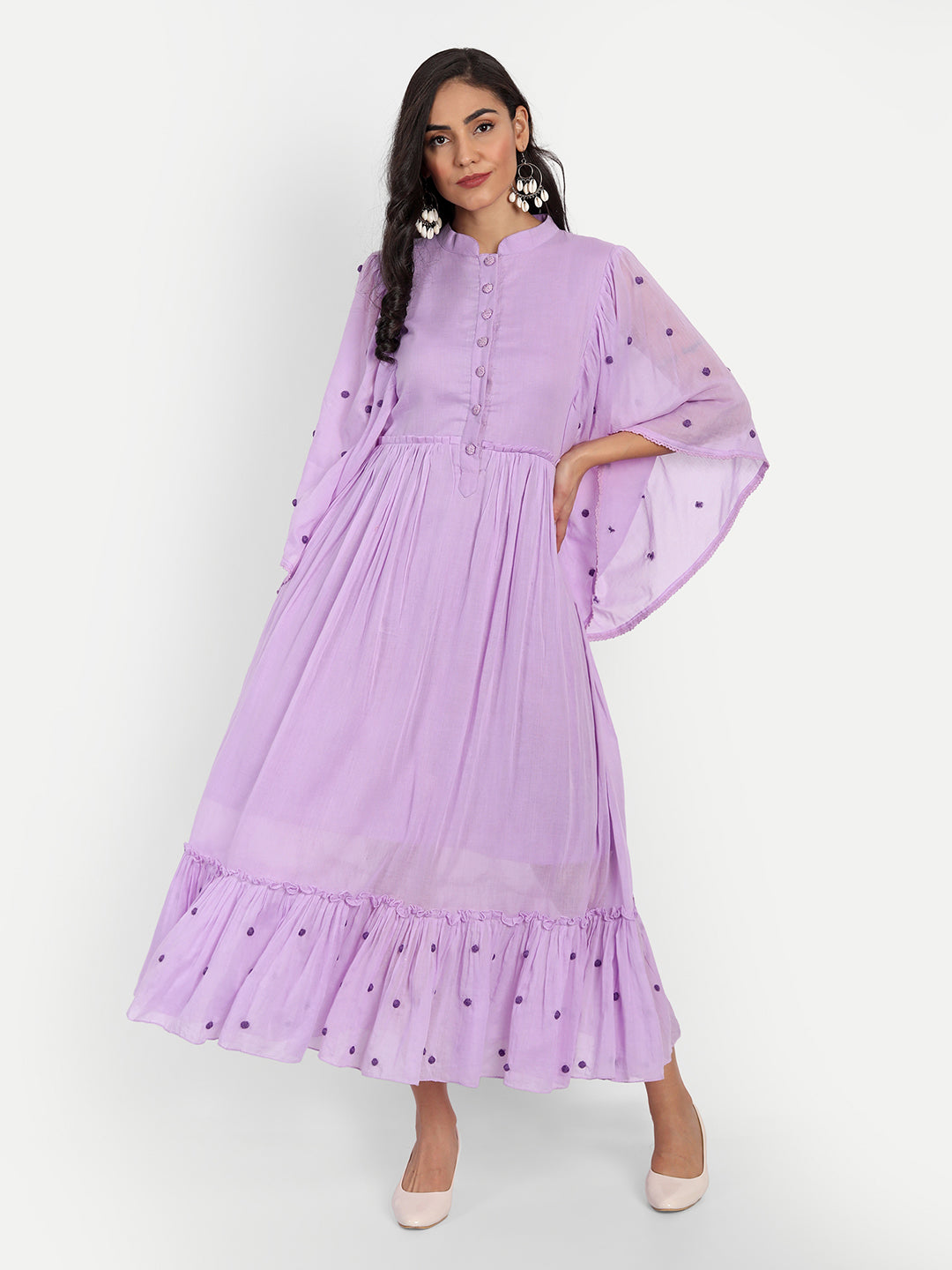 Lavender Rose Hand Embroidery Dress