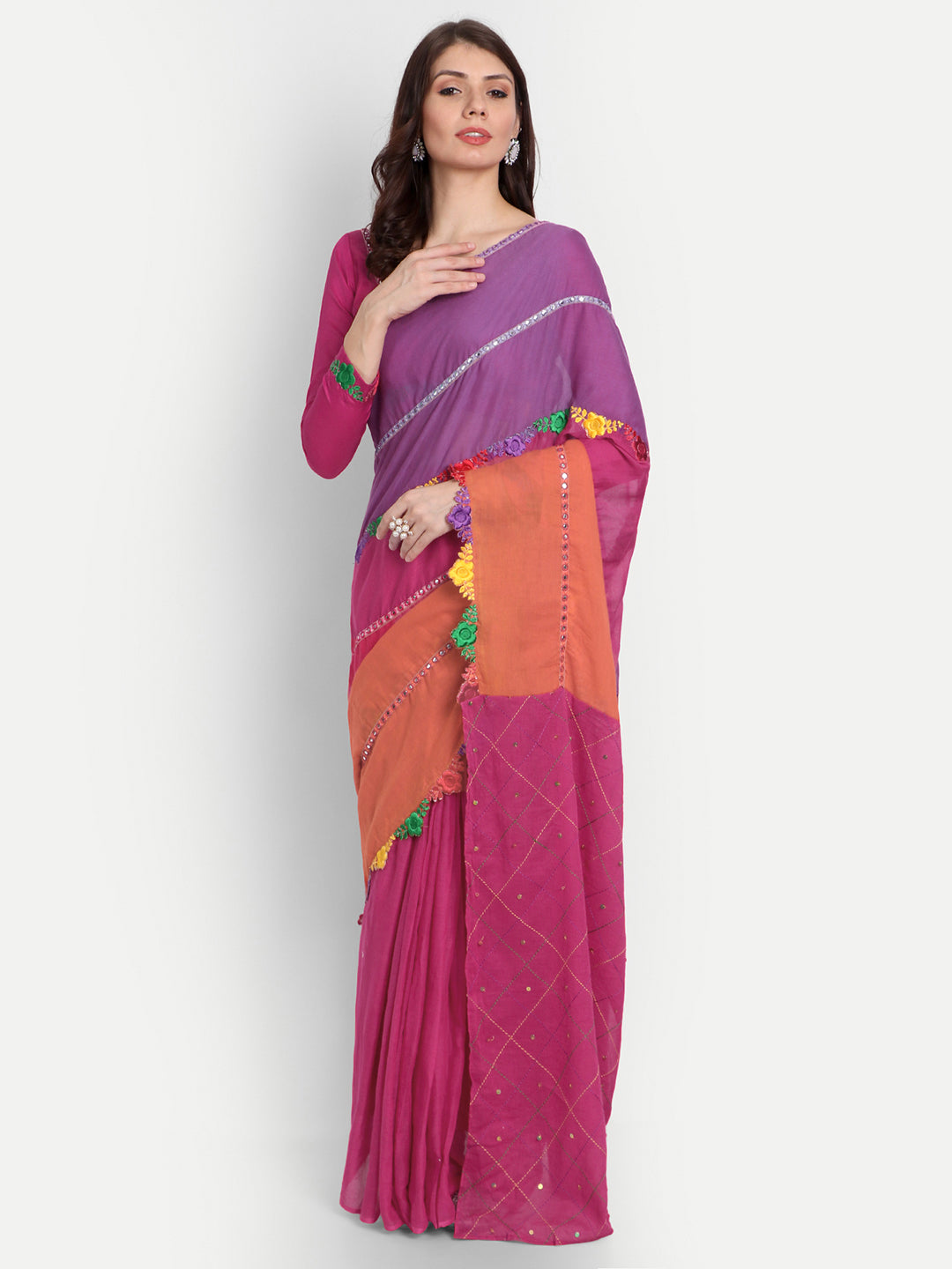 Pre-stitched Multicolour Saree