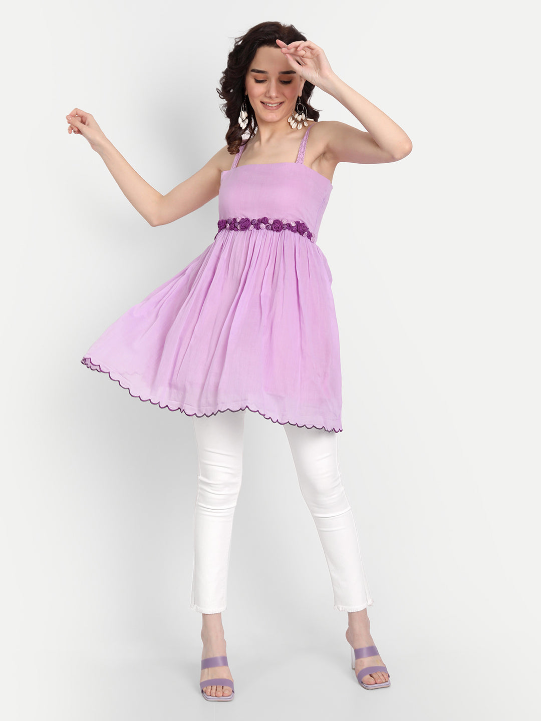 Lavender Crochet Flowers Top