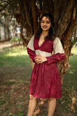 Maroon Fit And Flare Dress