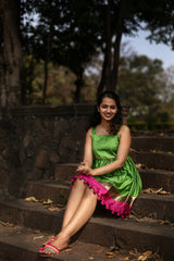 Parrot Green Pompom Dress