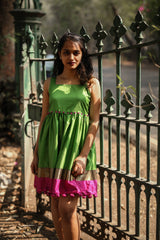 Parrot Green Pompom Dress