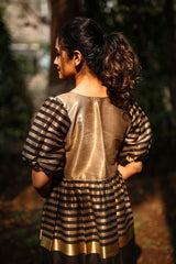 Black Stripes Pompom Dress