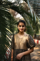 Black Stripes Pompom Dress