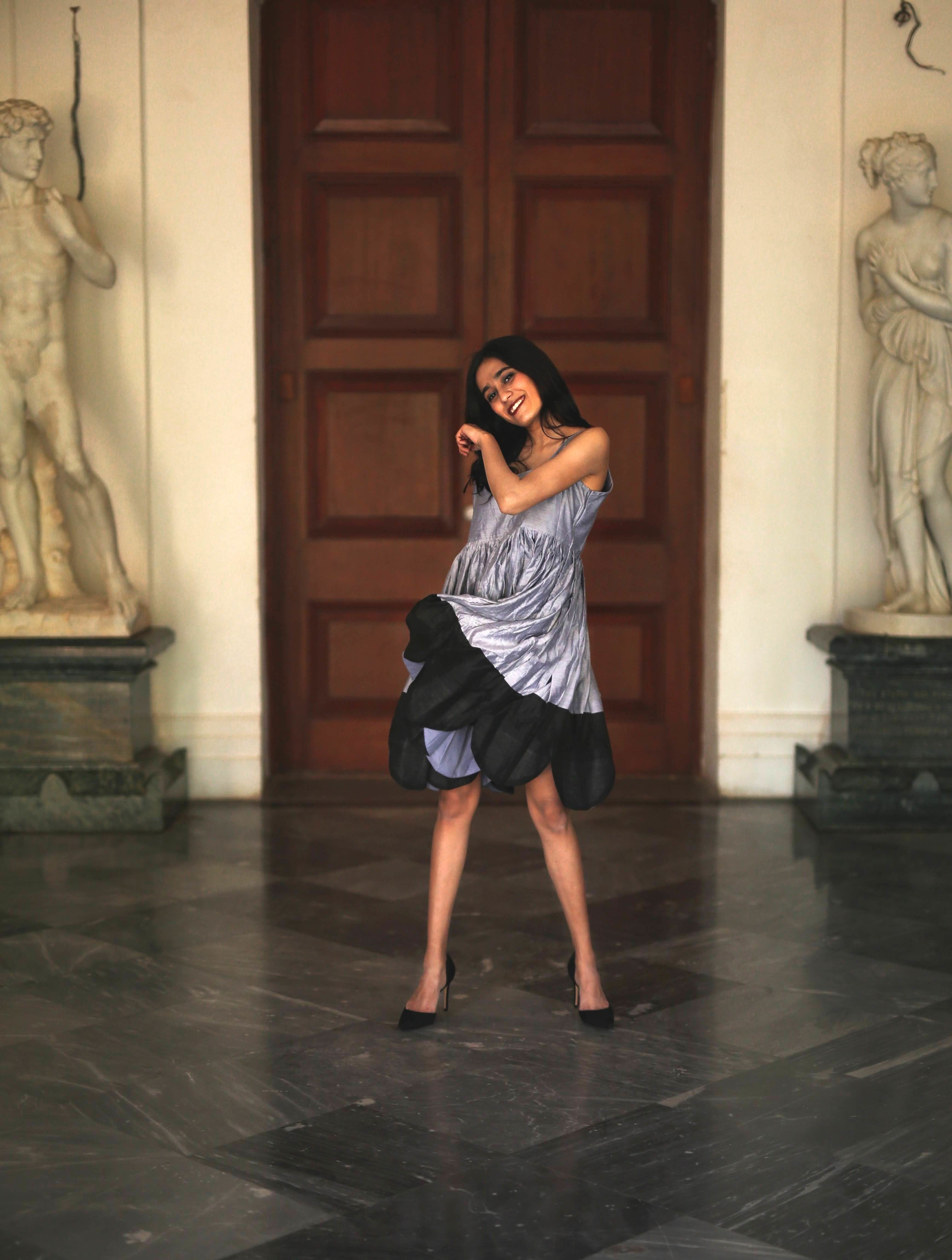 Grey Scallop Dress