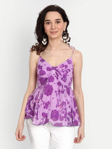 Bird Print Purple Strap Top
